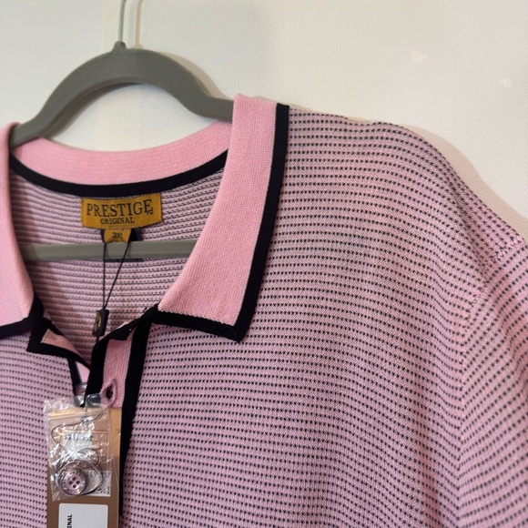 New Prestige Original CMK-190A Short Sleeve 3 Button Polo Shirt Pink | Size 3XL - Picture 5 of 11